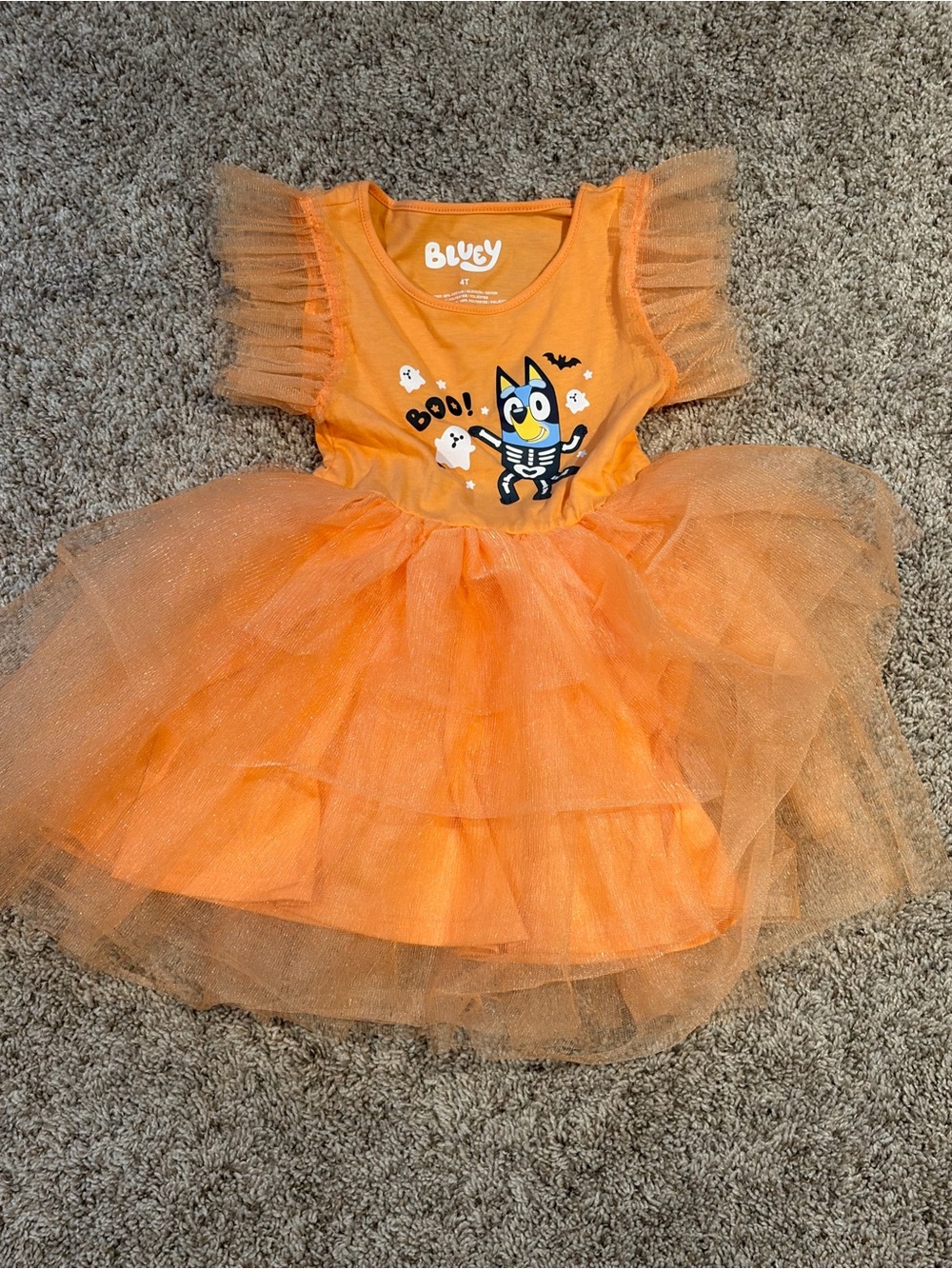 Orange Halloween Bluey Tulle Dress Costume for Kids